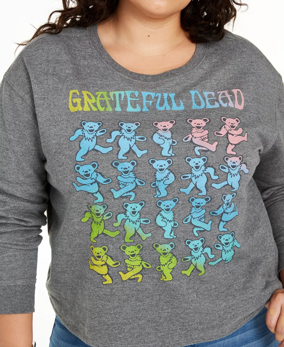 Love Tribe Women's Trendy Plus Size Grateful Dead Graphic-Print Sweatshirt Gray Size 2X