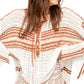 Free People Women's Striped Long Sleeve Scoop Neck Tunic Sweater White Size Small