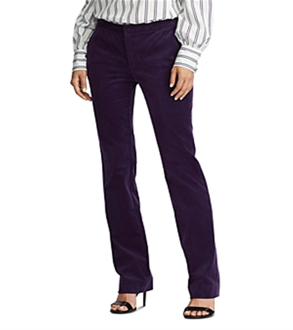 Ralph Lauren Women's Corduroy HI Rise Straight Leg Pants Purple Size 12