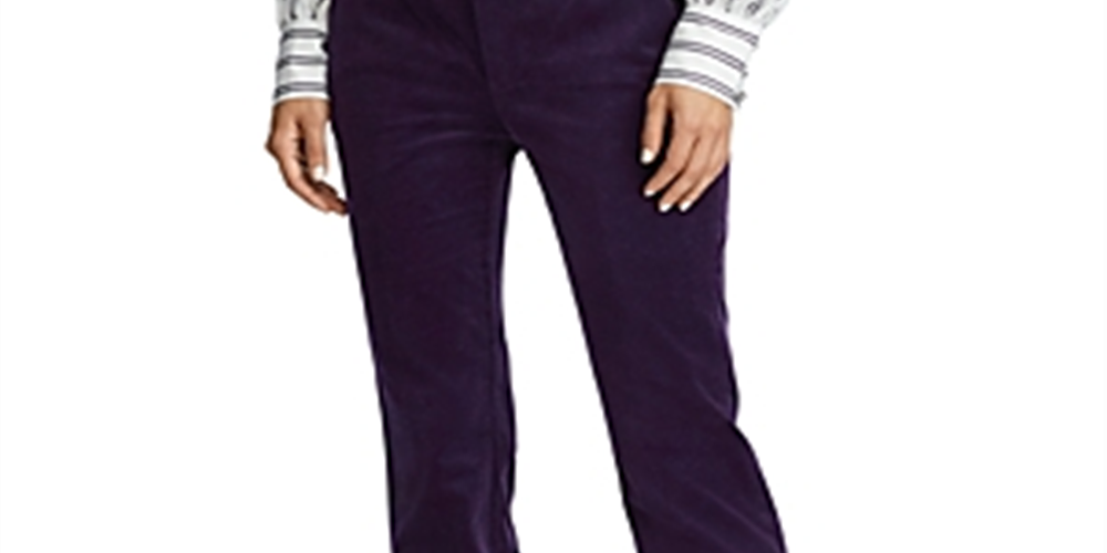 Ralph Lauren Women's Corduroy HI Rise Straight Leg Pants Purple Size 12