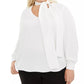 Bar III Women's Trendy Plus Size Tie-Neck Blouse White Size 1X