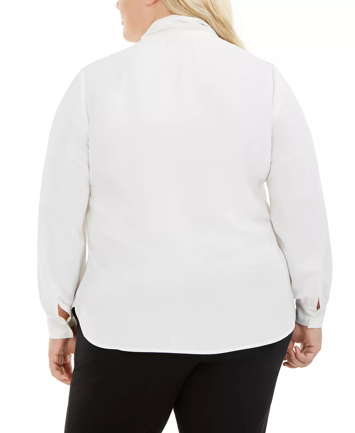 Bar III Women's Trendy Plus Size Tie-Neck Blouse White Size 1X