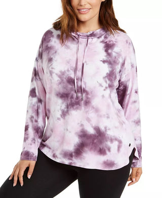 Calvin Klein Women's Performance Plus Size Tie-Dyed Sweatshirt Purple Size 2X
