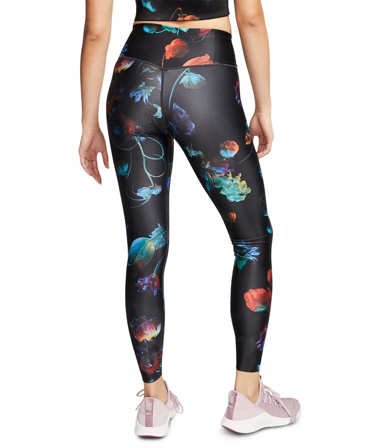 Nike Women's Power Dri Fit Floral Print High Waist Training Tights Blue Size X-Small
