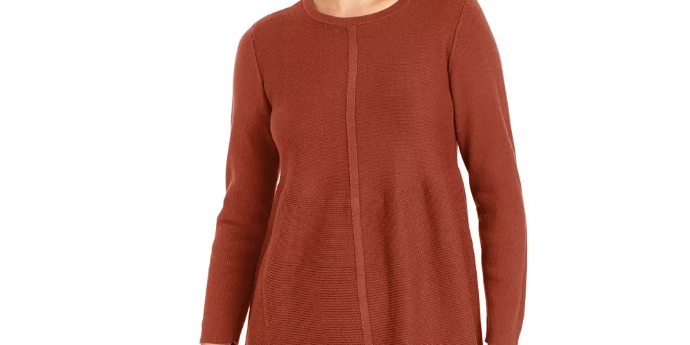 Style & Co Women's Knit Mixed Stitch Tunic Black Size Small