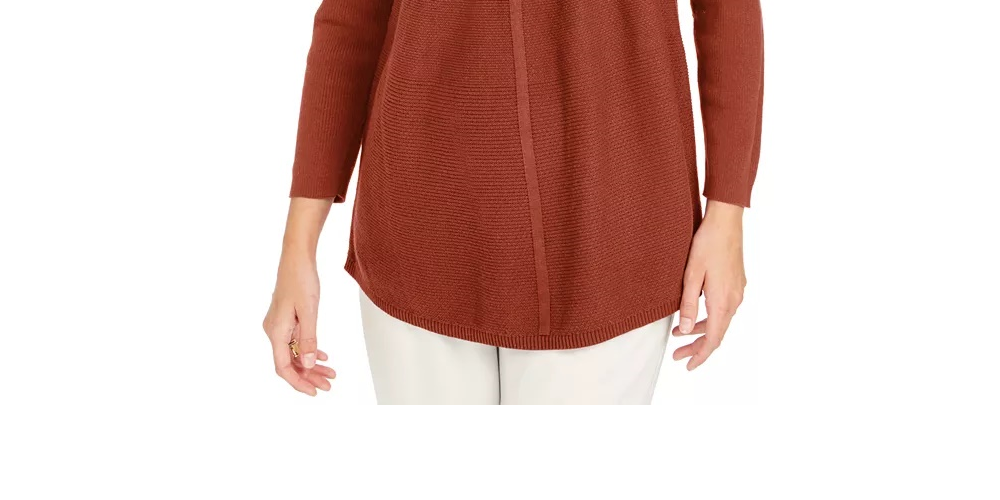 Style & Co Women's Knit Mixed Stitch Tunic Black Size Small