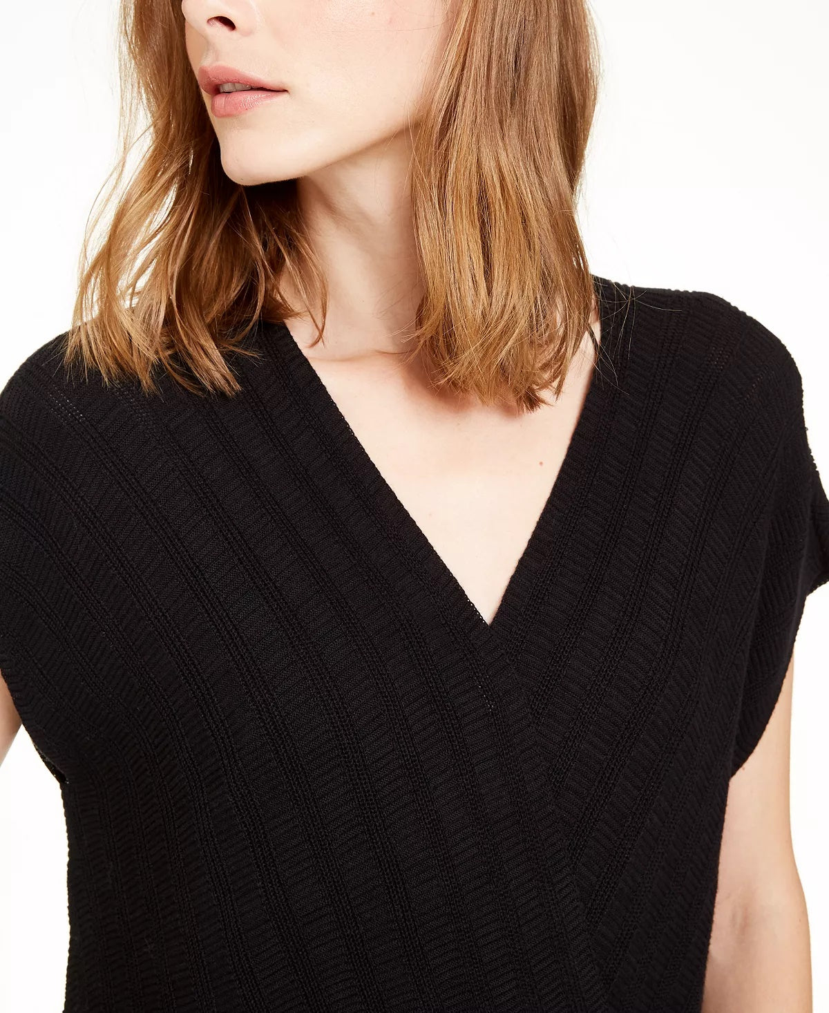 Alfani Women's Striped Batwing-Sleeve Sweater Black Size Medium