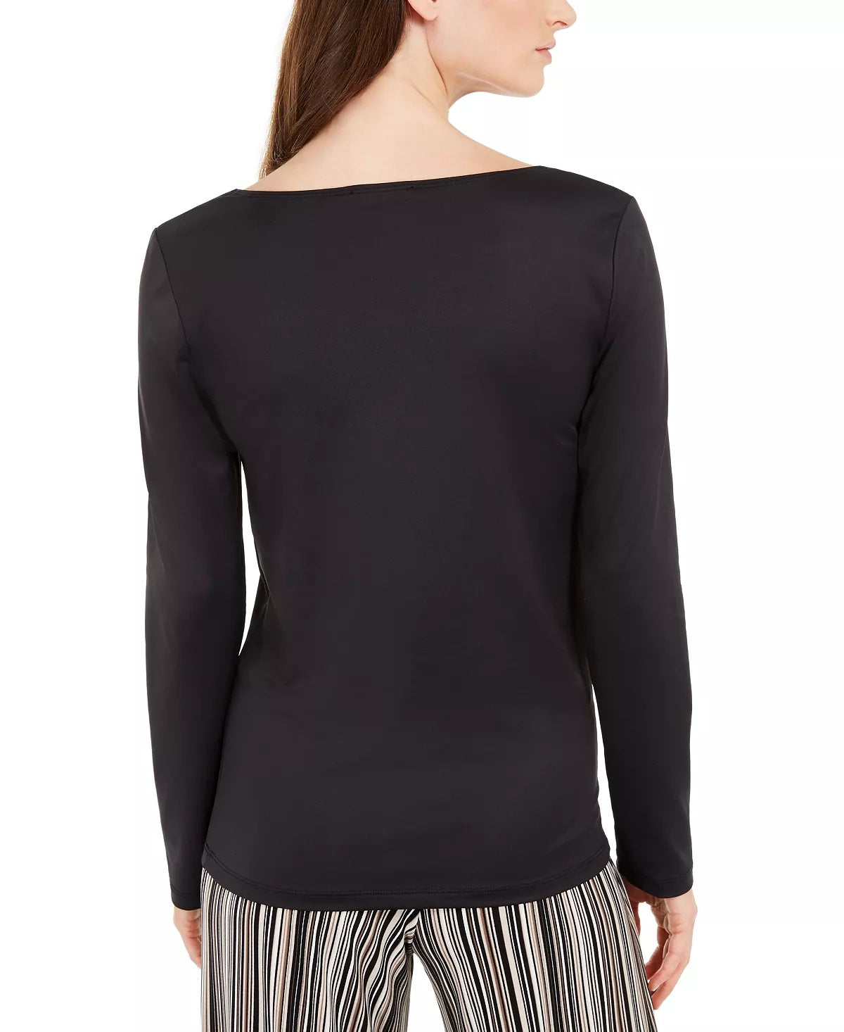 Alfani Women's Scoop-Neck Solid Top Black Size Large