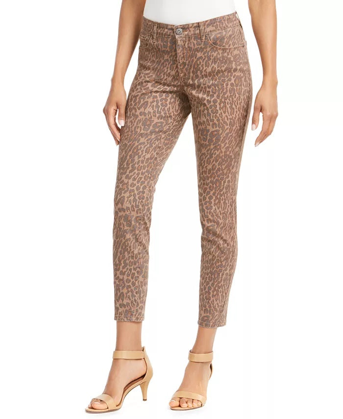 Style & Co Women's Curvy-Fit Skinny Printed Jeans Purple Size 8
