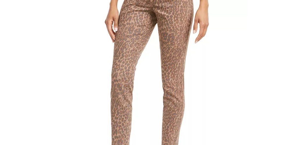 Style & Co Women's Curvy-Fit Skinny Printed Jeans Purple Size 8