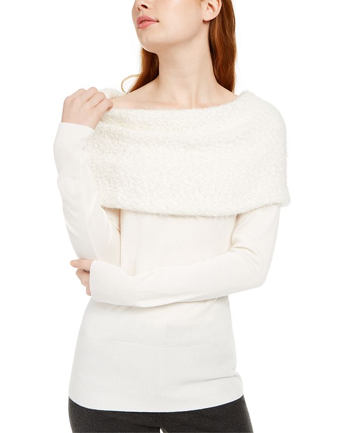 BCX Junior's Off the Shoulder Sweater White Size M