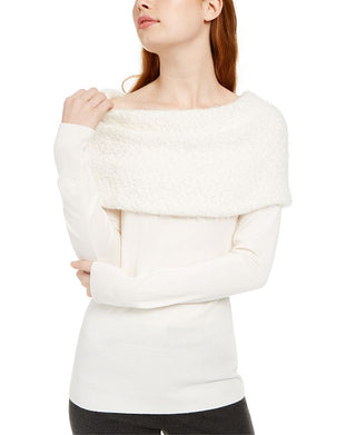 BCX Junior's Off the Shoulder Sweater White Size M