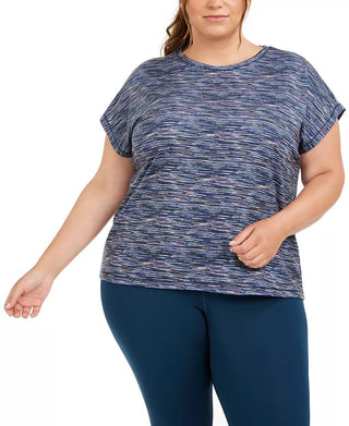 Ideology Women's Plus Size Printed Dolman-Sleeve T-Shirt Green Size 1X