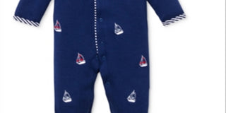 Little Me Boy's Sailboats Footie & Hat Set Blue Size 3M