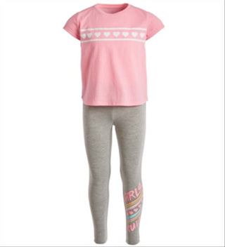 Ideology Toddler Girl's 2 Pc T-Shirt & Leggings Set Heart Stripe Pink  Size 4T