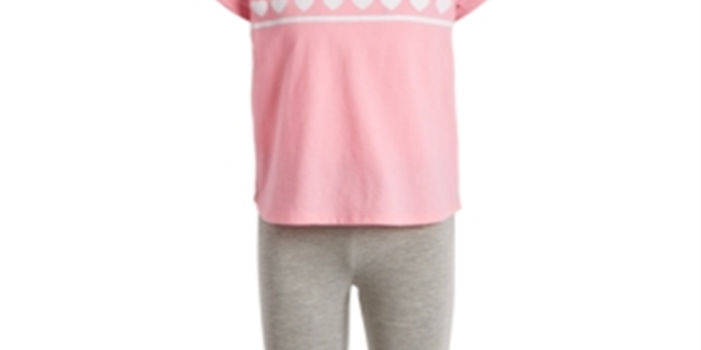 Ideology Toddler Girl's 2 Pc T-Shirt & Leggings Set Heart Stripe Pink  Size 4T