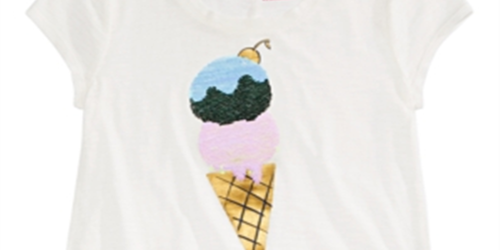 Epic Threads Big Girl's Ice Cream Flip Sequin T-Shirt White Size S
