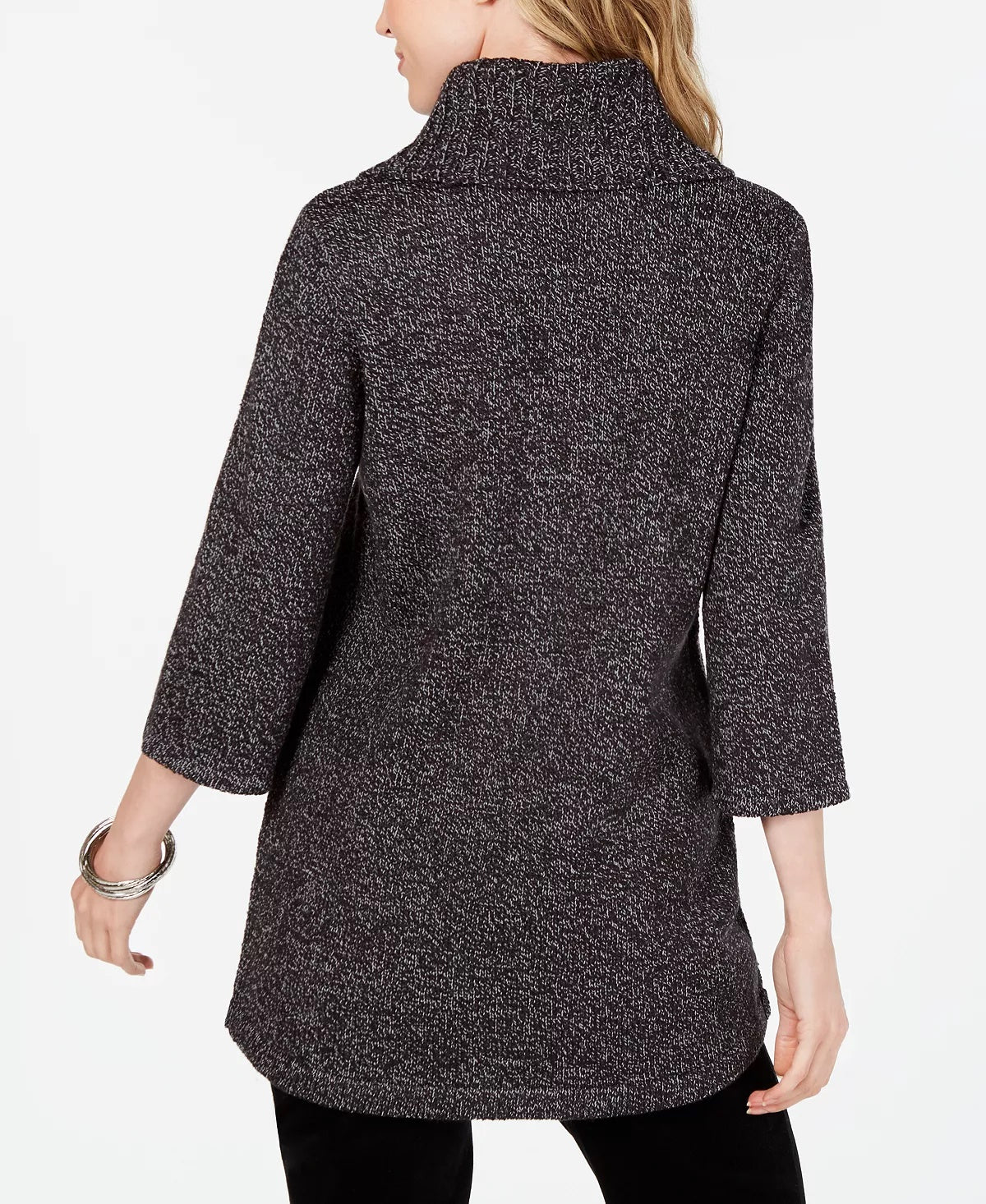 Karen Scott Women's Petite Cowl-Neck 3/4-Sleeve Sweater Wine Size Petite Small