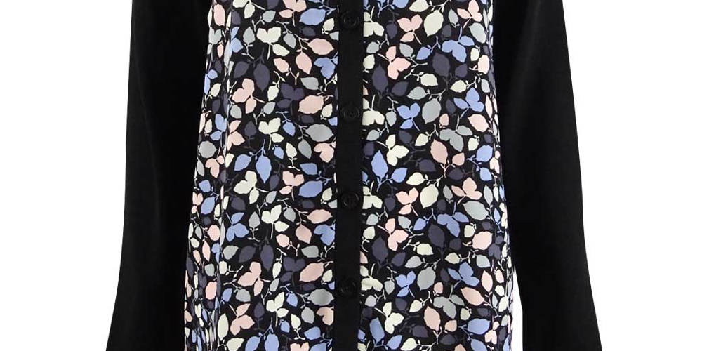 Anne Klein Women S Floral-Print Cardigan Charcoal Size Large
