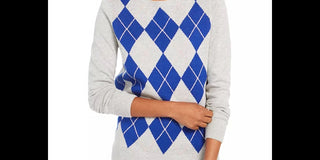 Charter Club Women's Argyle Crewneck Sweater Gray Size XX-Large