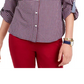 Tommy Hilfiger Women's Check Print Button Down Shirt Red Size X-Small