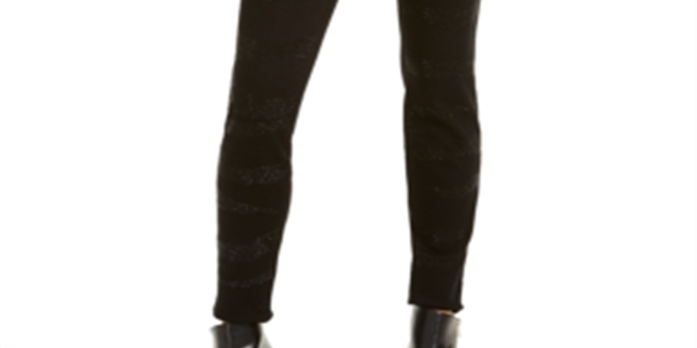 INC International Concepts Women's Zebra Embellished Curvy Skinny Jeans Black Size 0