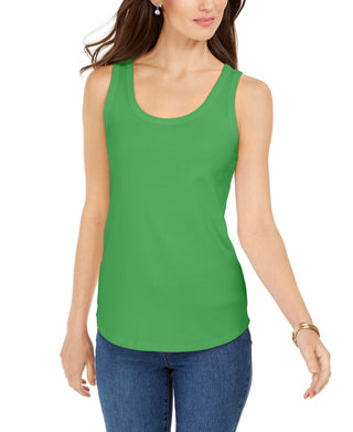 Charter Club Women's Supima Cotton Scoop Neck Tank Top Green Size X-Large
