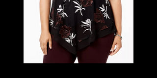 Alfani Women's Plus Pointed Hem Embroidered Top Red Size 3X