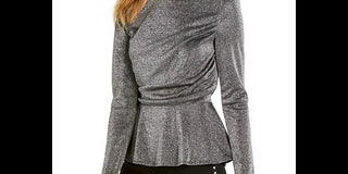 INC International Concepts Women's Draped Metallic Top Black Size X-Large