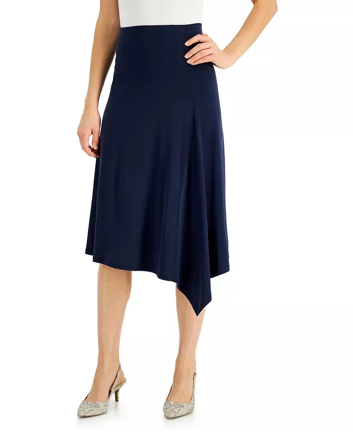 JM Collection Women's Asymmetrical Hem Knit A Line Skirt Black Size Small