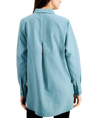 Alfani Women's Button Down Oversized Top Blue Size Small