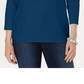 Karen Scott Women's Three Quarter-Sleeve Top Blue Size Medium