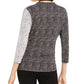 Alfani Women's Printed 3/4 Sleeve V Neck T-Shirt Top Black Size Small