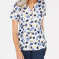 Karen Scott Women's Liberty Daisy Printed Henley Top White Size Petite Small
