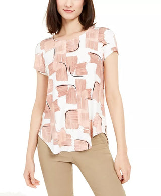 Alfani Women's Printed T-Shirt Red Size X-Large