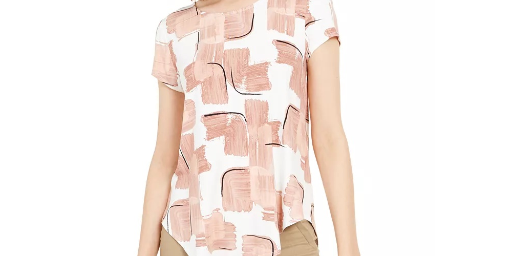 Alfani Women's Printed T-Shirt Red Size X-Large