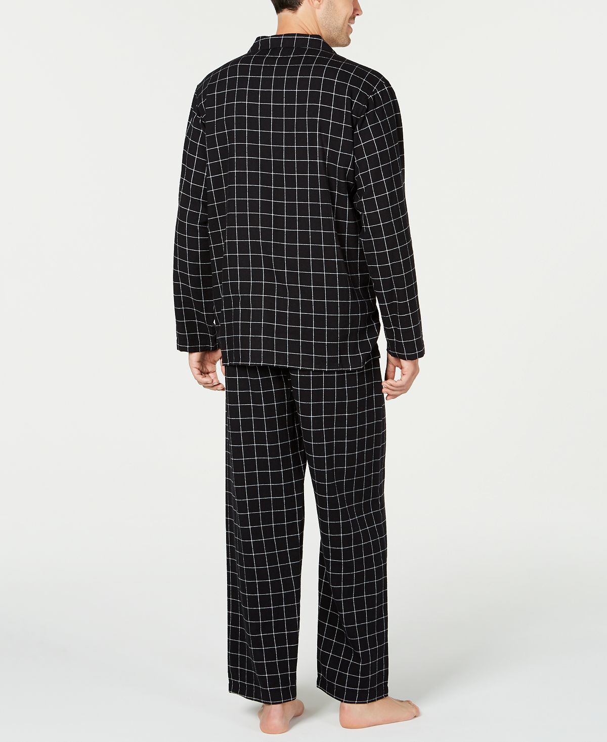 Club Room Men's Checked Flannel Pajama Set Black Size Large