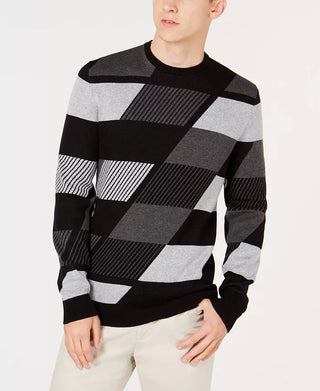 Alfani Men's Abstract Colorblocked Sweater Gray Size Large