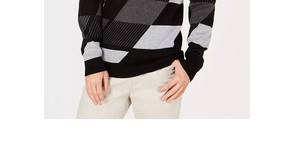 Alfani Men's Abstract Colorblocked Sweater Gray Size Large