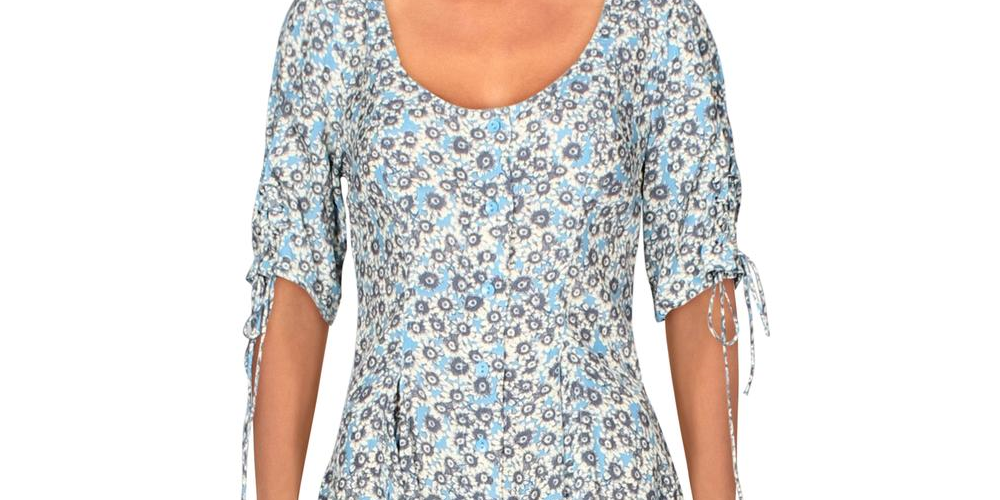 Free People Women's Floral Print Lace Up Mini Dress White Size Small