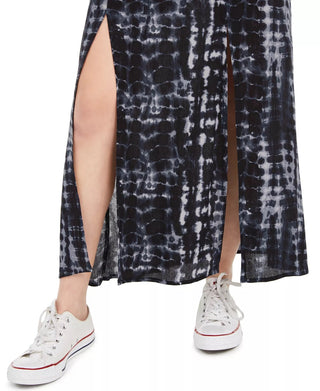 Be Bop Junior's Printed Double Slit Maxi Skirt Black Size Small