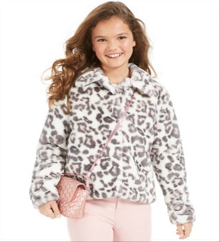 Epic Threads Big Girl's Snow Leopard Faux Fur Jacket White Size -L