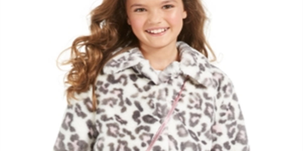 Epic Threads Big Girl's Snow Leopard Faux Fur Jacket White Size -L