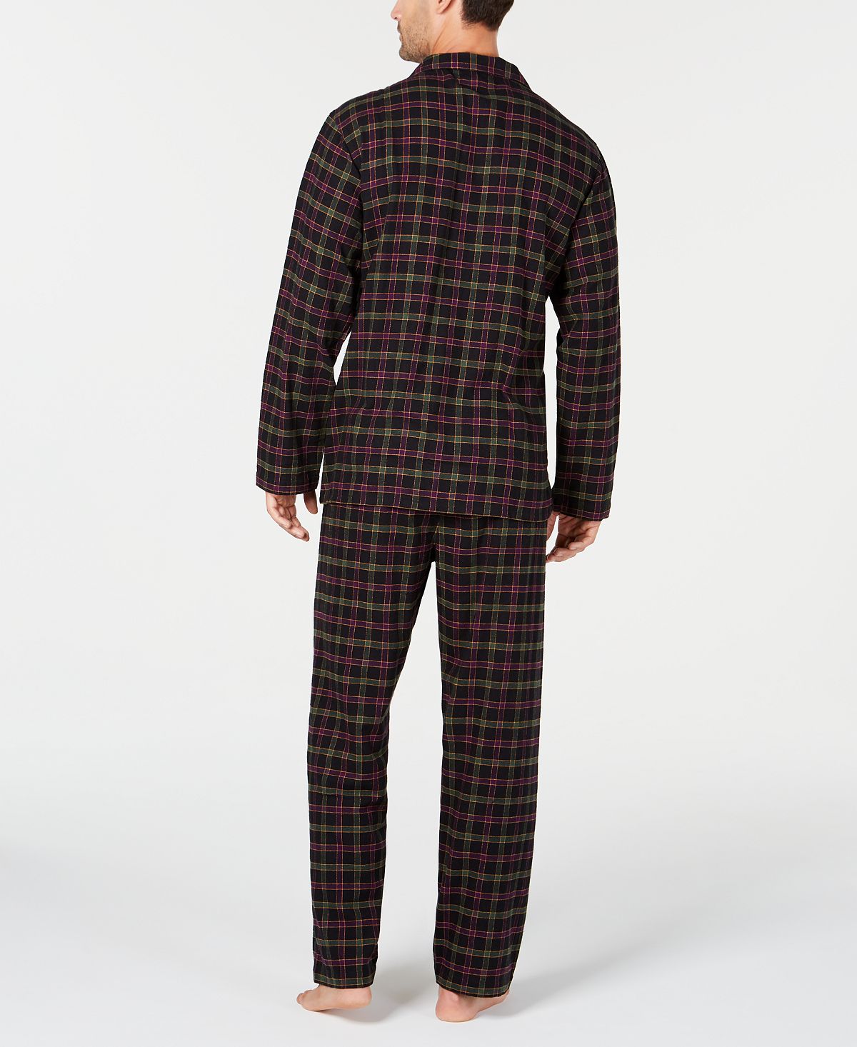 Club Room Men's Plaid Flannel Pajamas Black Size Medium