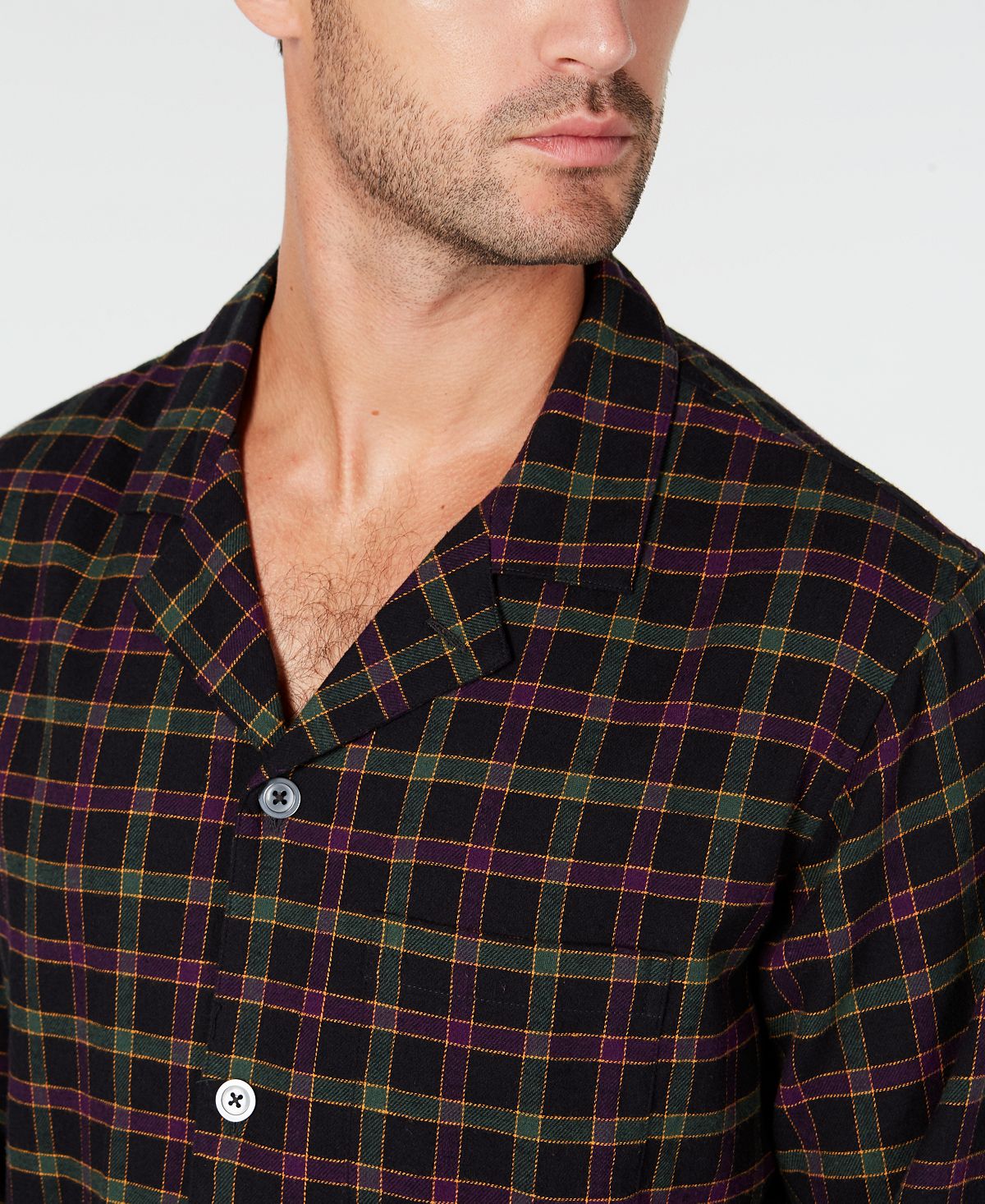 Club Room Men's Plaid Flannel Pajamas Black Size Medium