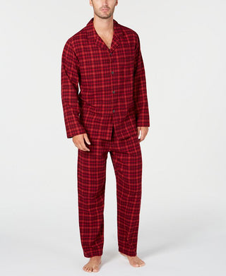 Club Room Men's Plaid Flannel Pajamas Red Size Large