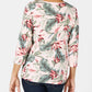 Karen Scott Women's Palm Print 3/4 Sleeve Top Pink Size Small