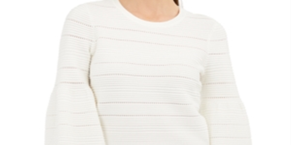 INC International Concepts Women's Solid Pointelle Ottoman Sweater White Size -XL
