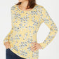 Karen Scott Women's Printed Long Sleeve Top Yellow Size S