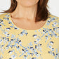 Karen Scott Women's Printed Long Sleeve Top Yellow Size S